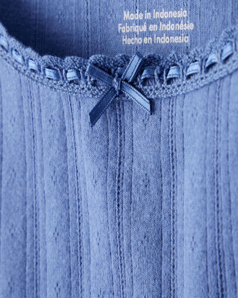 slide 2 of 3, Carter's Carters Girls Pointelle Long-Sleeve Top - Blue Blue 4, 1 ct