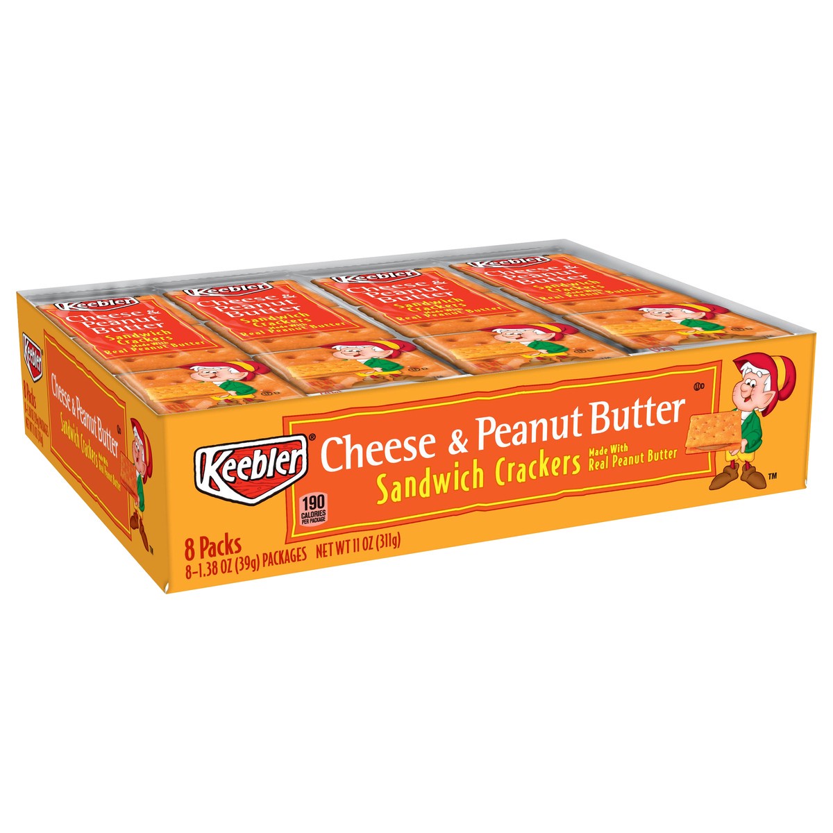 slide 6 of 6, Keebler Sandwich Crackers, Cheese and Peanut Butter, 11 oz, 8 Count, 11 oz