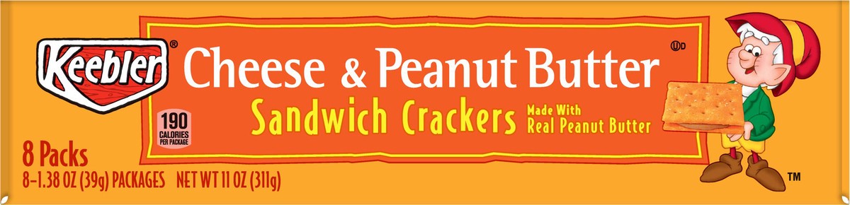 slide 2 of 6, Keebler Sandwich Crackers, Cheese and Peanut Butter, 11 oz, 8 Count, 11 oz