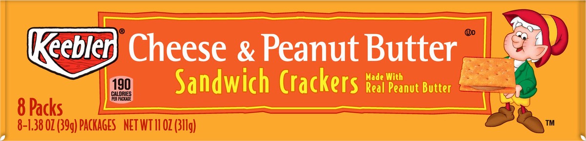 slide 3 of 6, Keebler Sandwich Crackers, Cheese and Peanut Butter, 11 oz, 8 Count, 11 oz