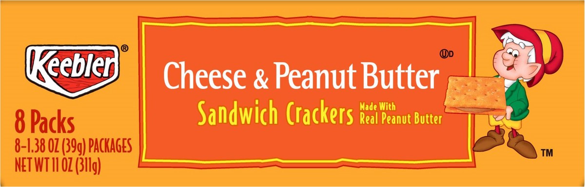 slide 4 of 6, Keebler Sandwich Crackers, Cheese and Peanut Butter, 11 oz, 8 Count, 11 oz