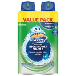 Scrubbing Bubbles Mega Shower Foamer Aerosol, Tough Foaming Bathroom, Tile, Bathtub and Disinfectant Shower Cleaner (1 Aerosol Spray), Rainshower Scent, 20 oz (Pack of 2)