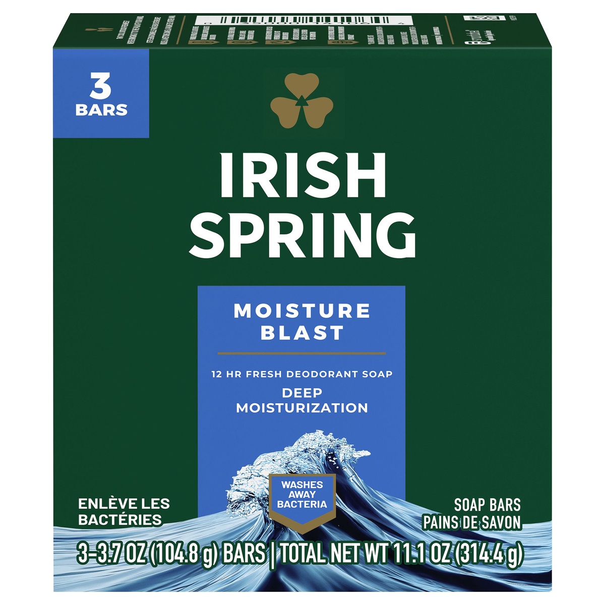 slide 1 of 1, Irish Spring Deodorant Soap Moisture Blast, 3 ct