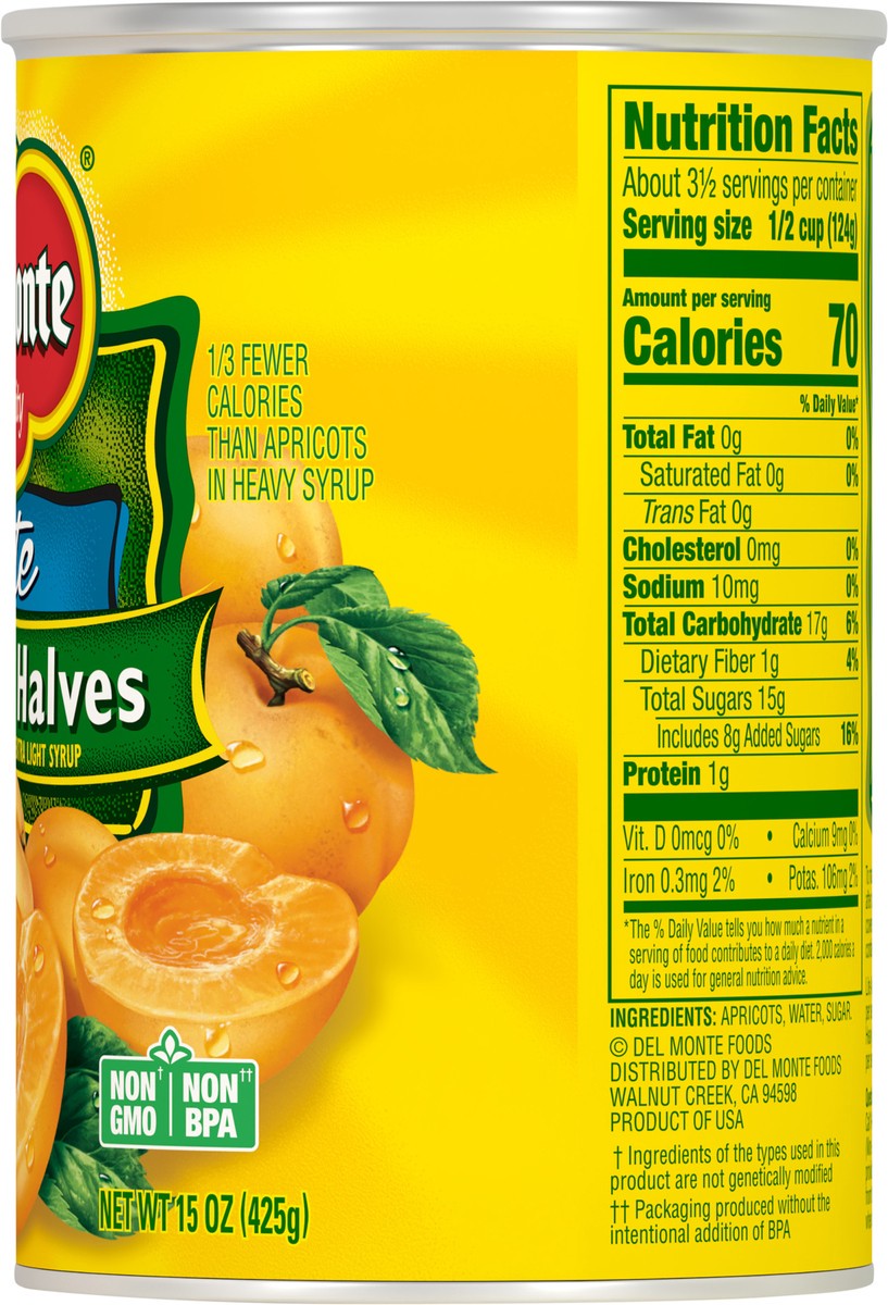 slide 3 of 7, Del Monte Lite Apricots Halves 15 oz Can, 15 oz