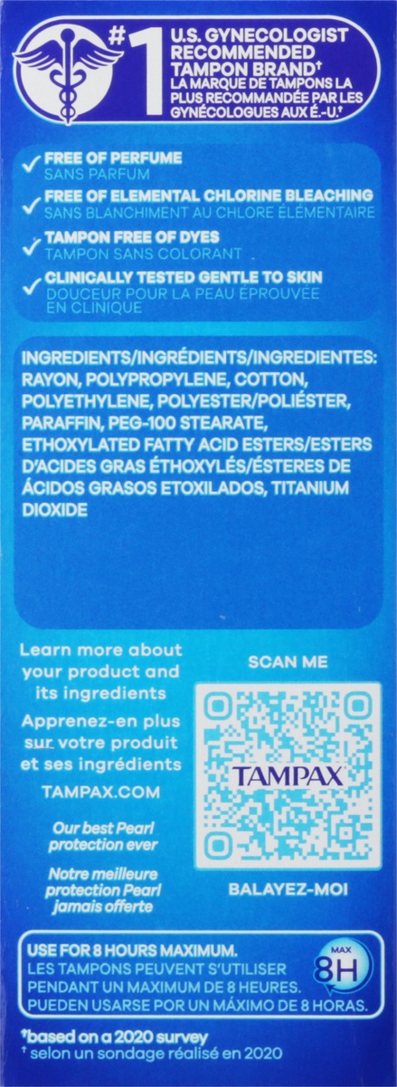 slide 6 of 10, Tampax Pearl Super Plus Absorbency Unscented Tampons 18 ea, 18 ct