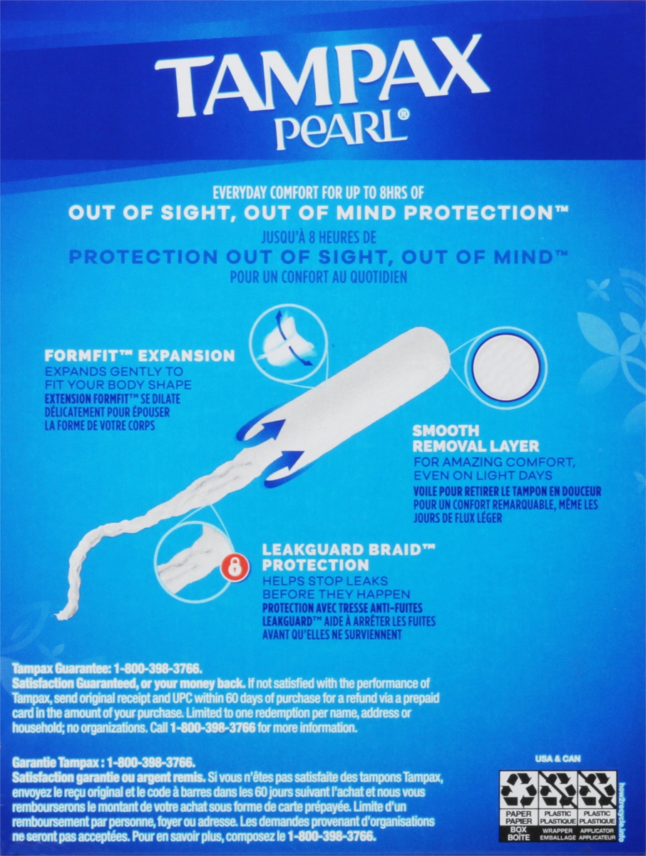slide 9 of 10, Tampax Pearl Super Plus Absorbency Unscented Tampons 18 ea, 18 ct