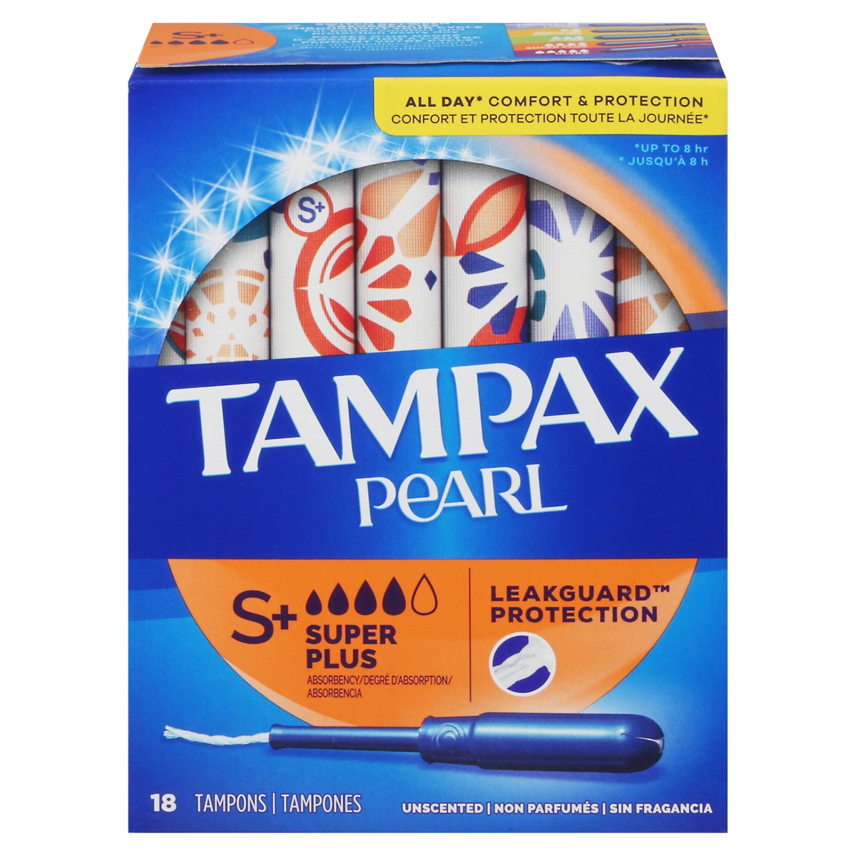 slide 1 of 10, Tampax Pearl Super Plus Absorbency Unscented Tampons 18 ea, 18 ct