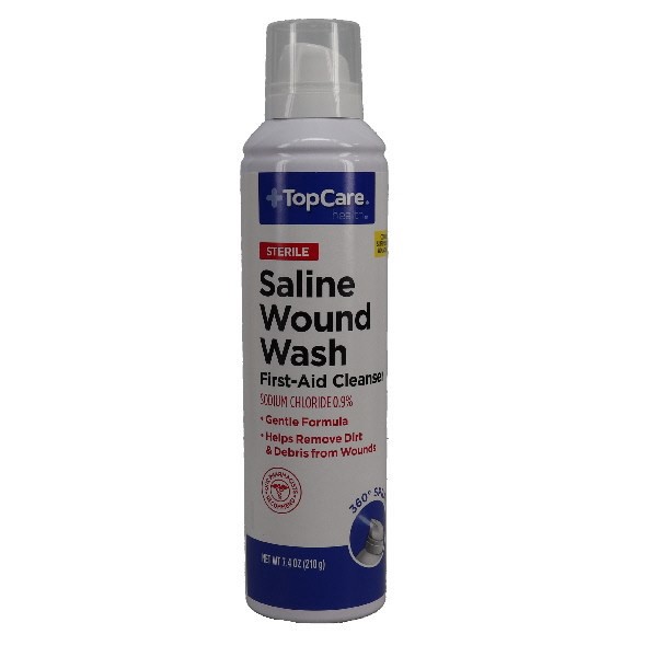 slide 1 of 9, TopCare Health Sterile Saline Wound Wash 7.4 oz, 7.4 oz