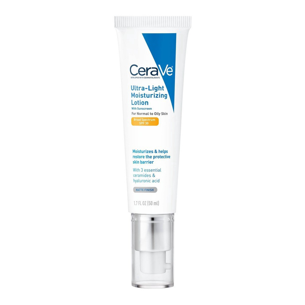 slide 22 of 23, CeraVe Broad Spectrum SPF 30 Ultra-Light Moisturizing Lotion with Sunscreen 1.7 oz, 1.7 oz