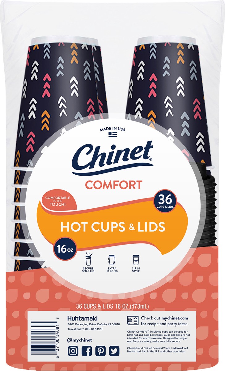 slide 5 of 8, Chinet Comfort 16 Oz Hot Cups & Lids 36 ea, 36 ct