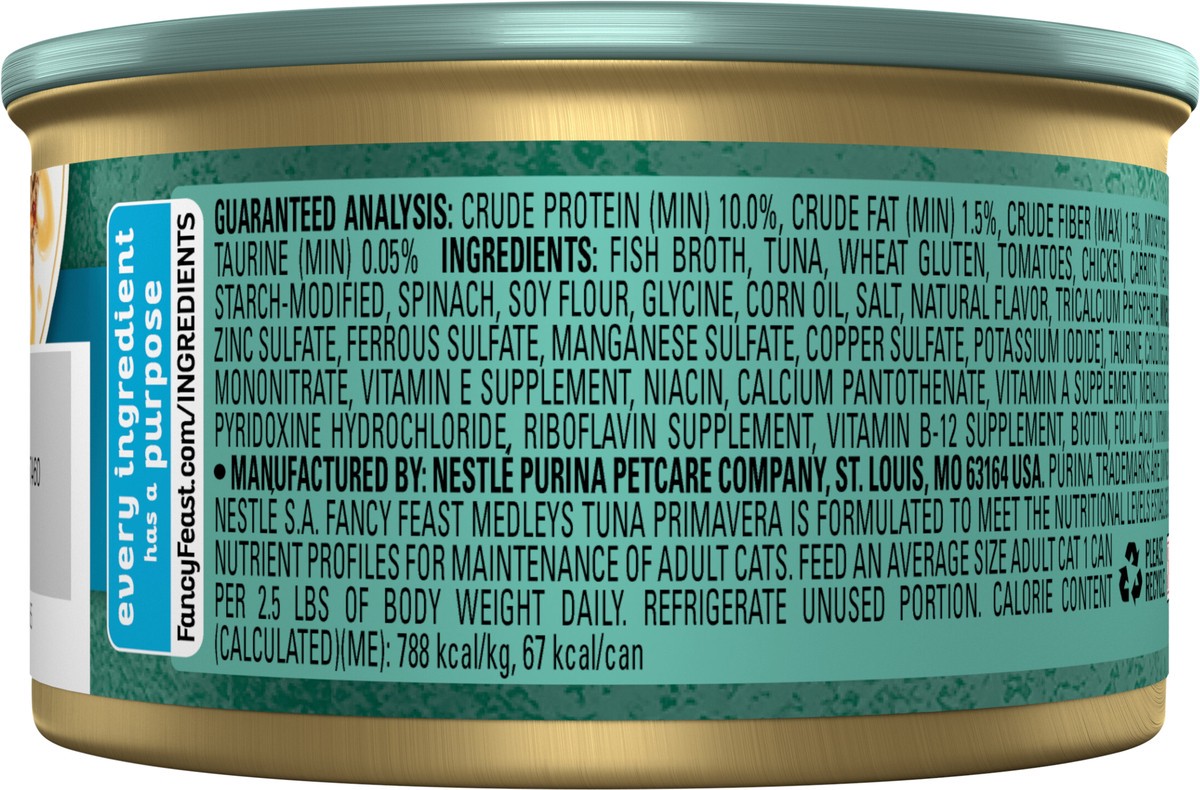 slide 4 of 7, Fancy Feast Purina Fancy Feast Medleys Tuna Primavera Cat Food, 3 oz