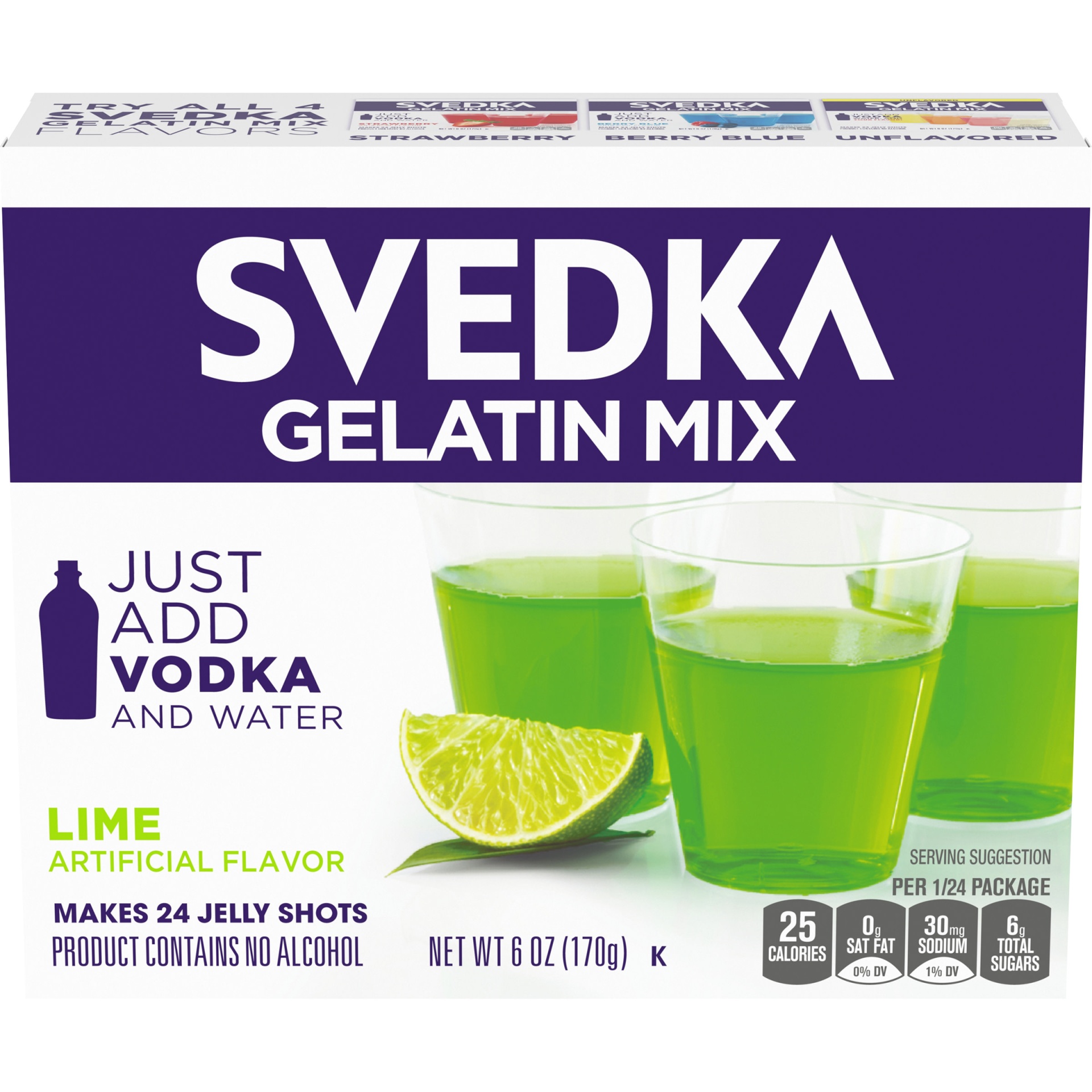 slide 1 of 1, Svedka Just Add Vodka & Water Lime Jelly Shots Gelatin Mix, 6 oz