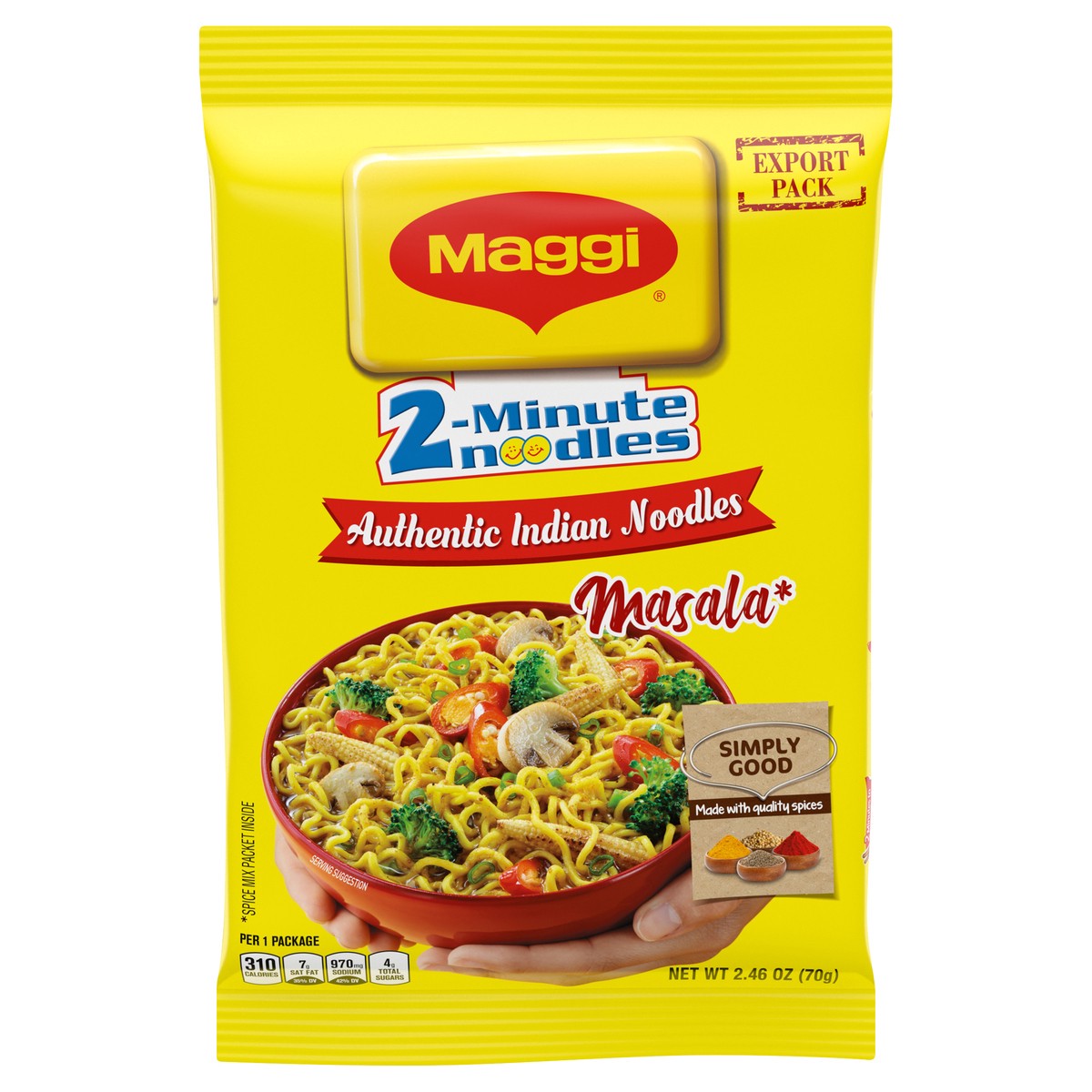 slide 4 of 7, Maggi 2-Minute Instant Indian Noodles Masala Soup Pack, 2.5 oz