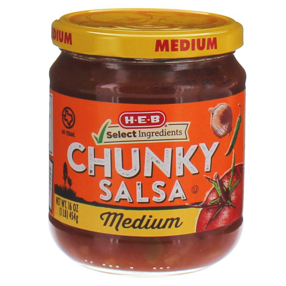 slide 1 of 1, H-E-B Medium Chunky Salsa, 16 oz