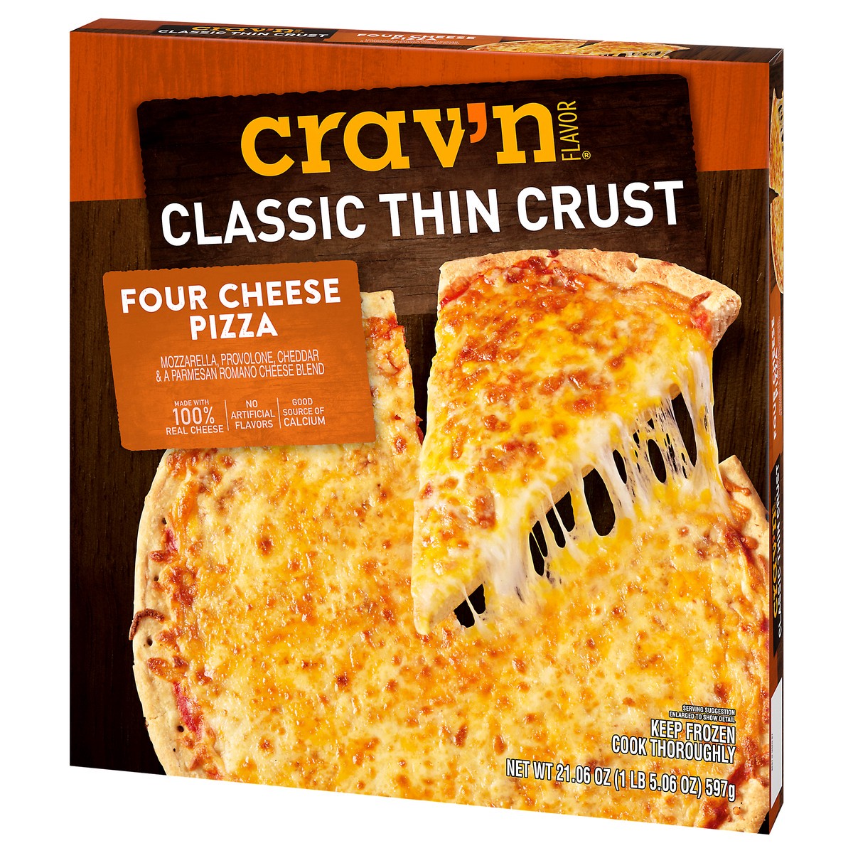 slide 2 of 4, Crav'n Crav'n 4 Cheese Thin Crust Pizza, 21.06 oz