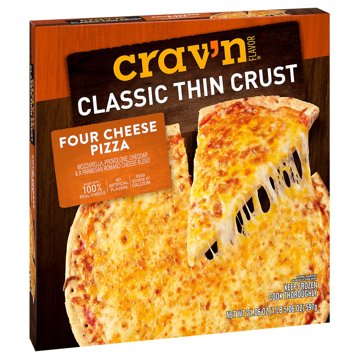 slide 4 of 4, Crav'n Crav'n 4 Cheese Thin Crust Pizza, 21.06 oz