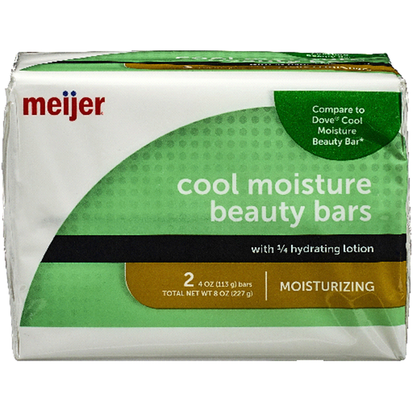 slide 1 of 1, Meijer Cool Moisture Beauty Bar Soap, 2 ct