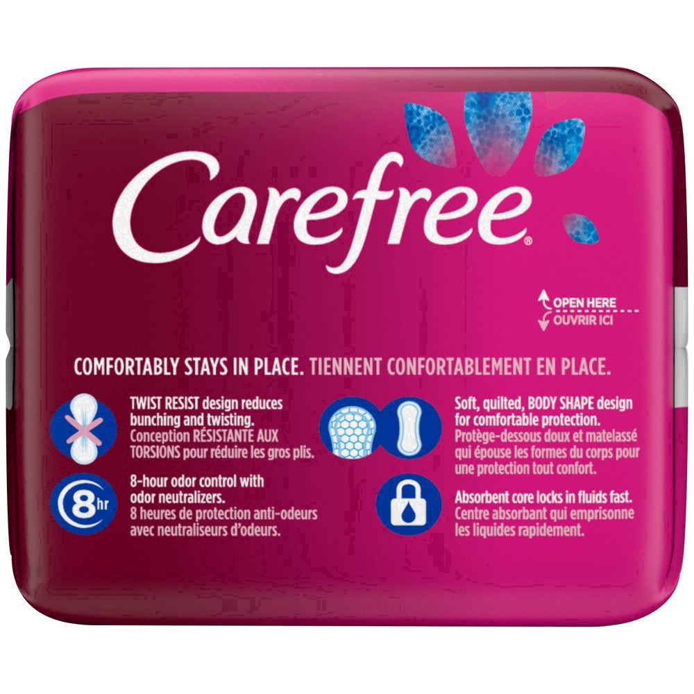 slide 43 of 67, Carefree Panty Liners, Regular Liners, Wrapped Unscented, 20 ct
