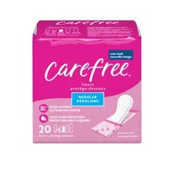 Carefree Panty Liners, Regular Liners, Wrapped, Unscented, 20ct (Packaging May Vary)