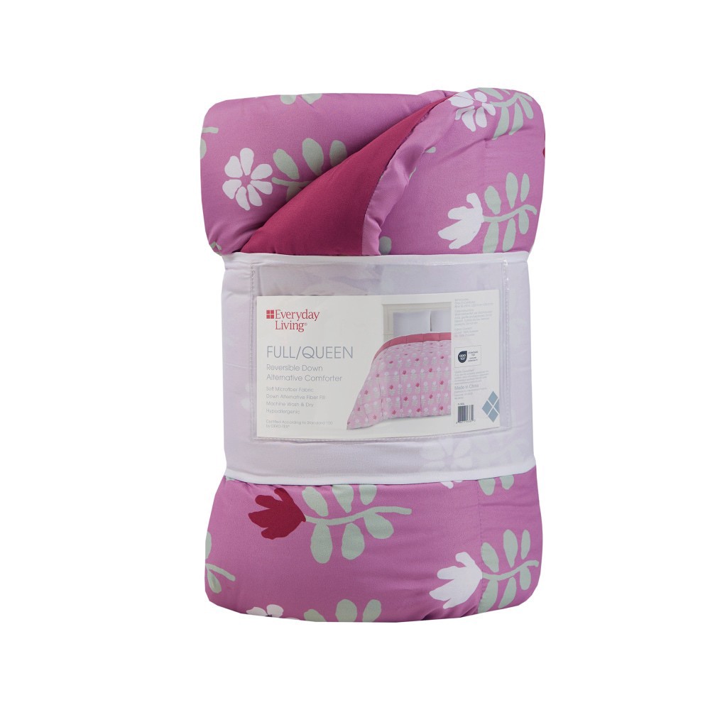 slide 2 of 4, Everyday Living Full / Queen Reversable Down Alternative Comforter - Floral, full / queen