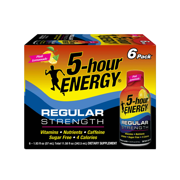 slide 1 of 1, 5-hour ENERGY Shot, Regular Strength, Pink Lemonade, 6 ct