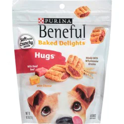Purina Beneful Baked Delights Hugs With Real Beef and Cheese Oven Baked Dog Treats Produced in USA Facilities