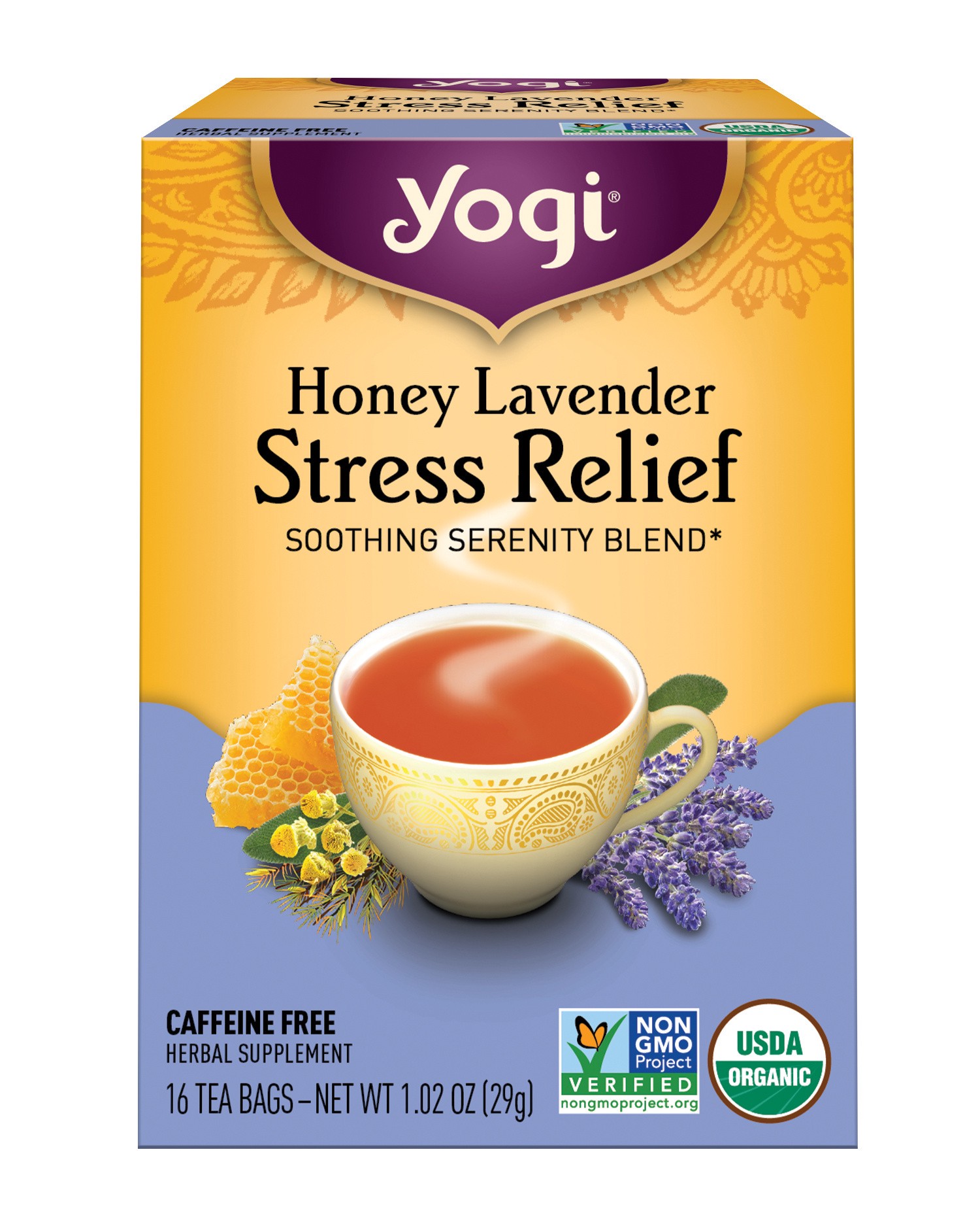 slide 4 of 5, Yogi Stress Relief Honey Lavender Herbal Tea 16 Tea Bags, 16 ct