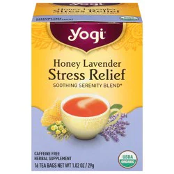 Yogi Tea Honey Lavender Stress Relief, Organic Herbal Tea Bags, 16 Count