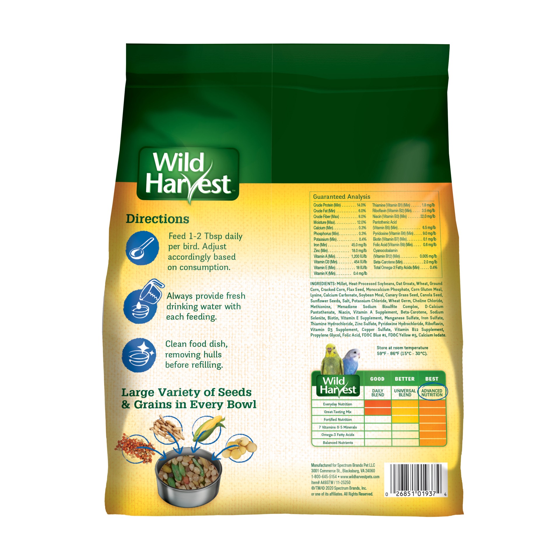 slide 2 of 2, Wild Harvest Advanced Nutrition Parakeet 4 Pounds, Seed And Grain Mix, 4.33 lb