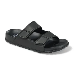 Sol Borne Men's Double Velcro Slides, Black, XXL