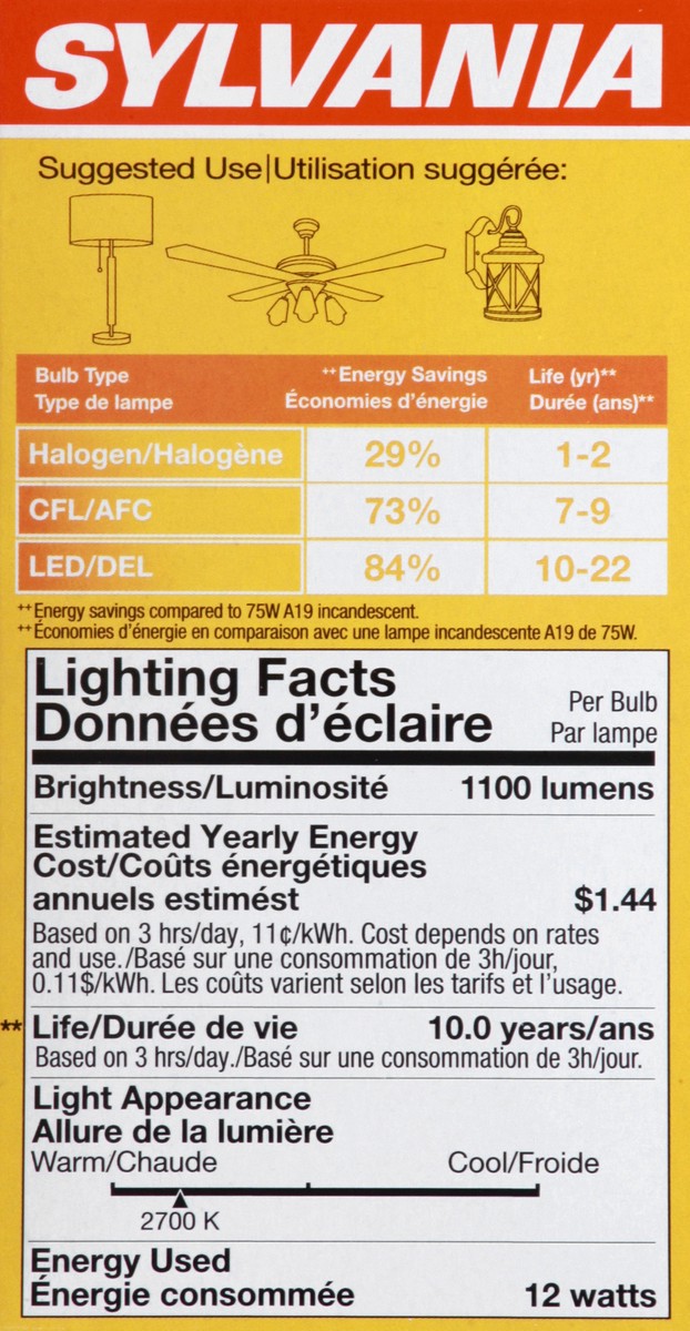 slide 11 of 11, Sylvania Led12A19F82710, 1 ct