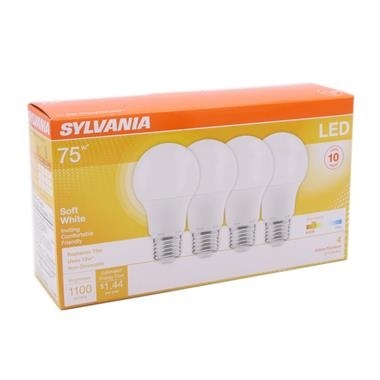 slide 1 of 1, Sylvania A19 LED 75 Watt Soft White Non Dimmable, 4 ct