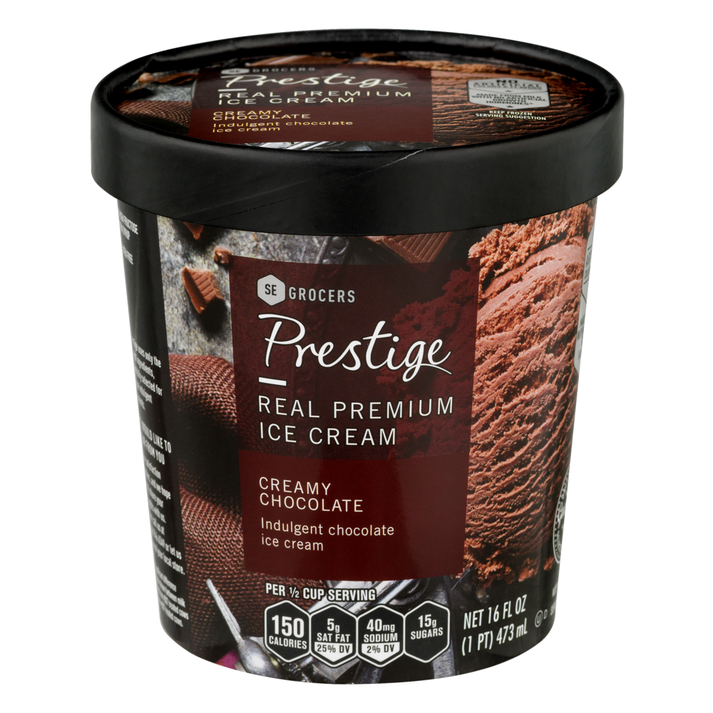slide 1 of 1, Prestige Real Premium Ice Cream Creamy Chocolate, 16 oz