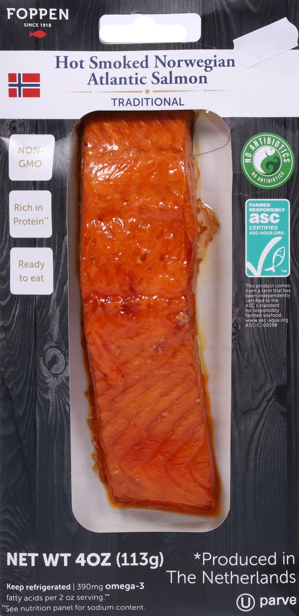 slide 3 of 9, Foppen Traditional Hot Smoked Norwegian Atlantic Salmon 4 oz, 4 oz