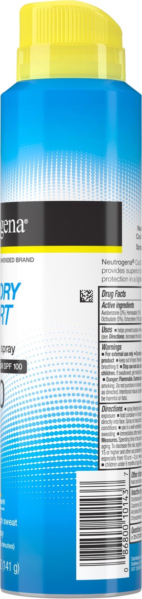 slide 6 of 7, Neutrogena CoolDry Sport Sunscreen Spray, with Broad Spectrum SPF 100 UVA/UVB Protection, Sweat- & Water-Resistant, PABA-Free with a Lightweight, Oil-Free Formula, 5 oz, 5 oz