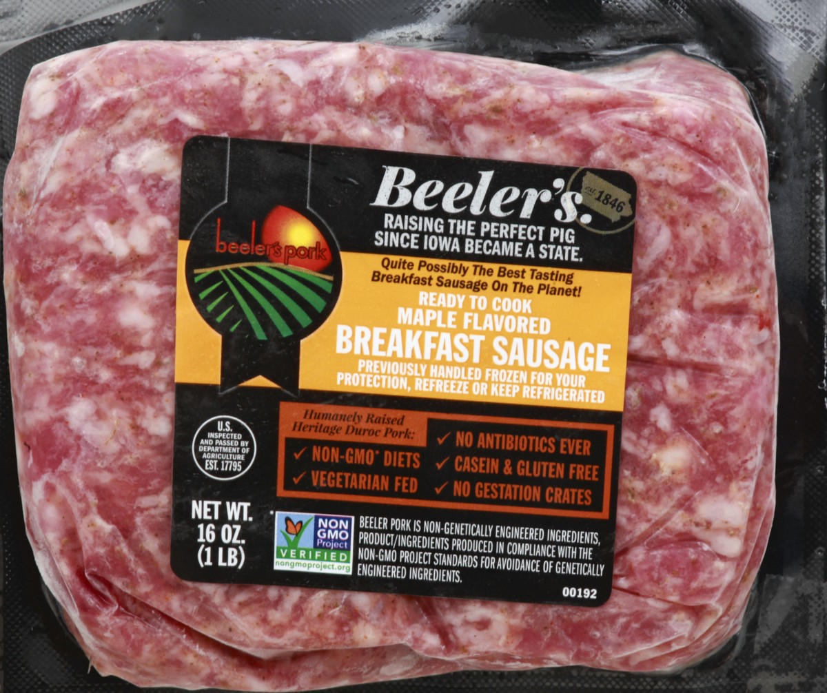 slide 1 of 13, Beeler's Maple Flavored Breakfast Sausage 16 oz, 16 oz