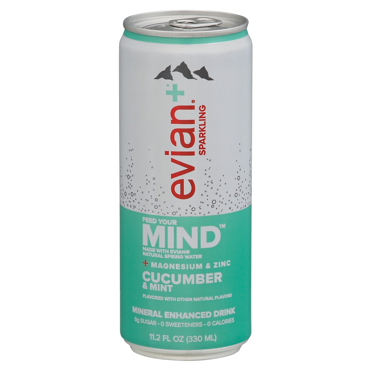 slide 1 of 1, Evian Mind Cucumber & Mint Sparkling Water, 11.2 oz