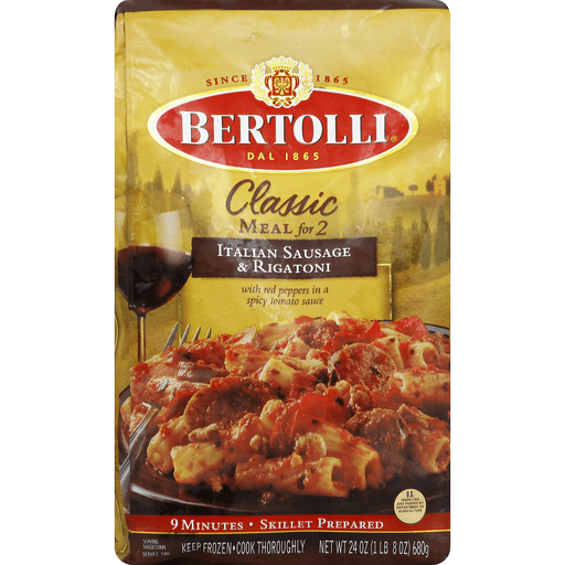 slide 2 of 2, Bertolli Frozen Italian Sausage & Rigatoni Dinner, 24 oz