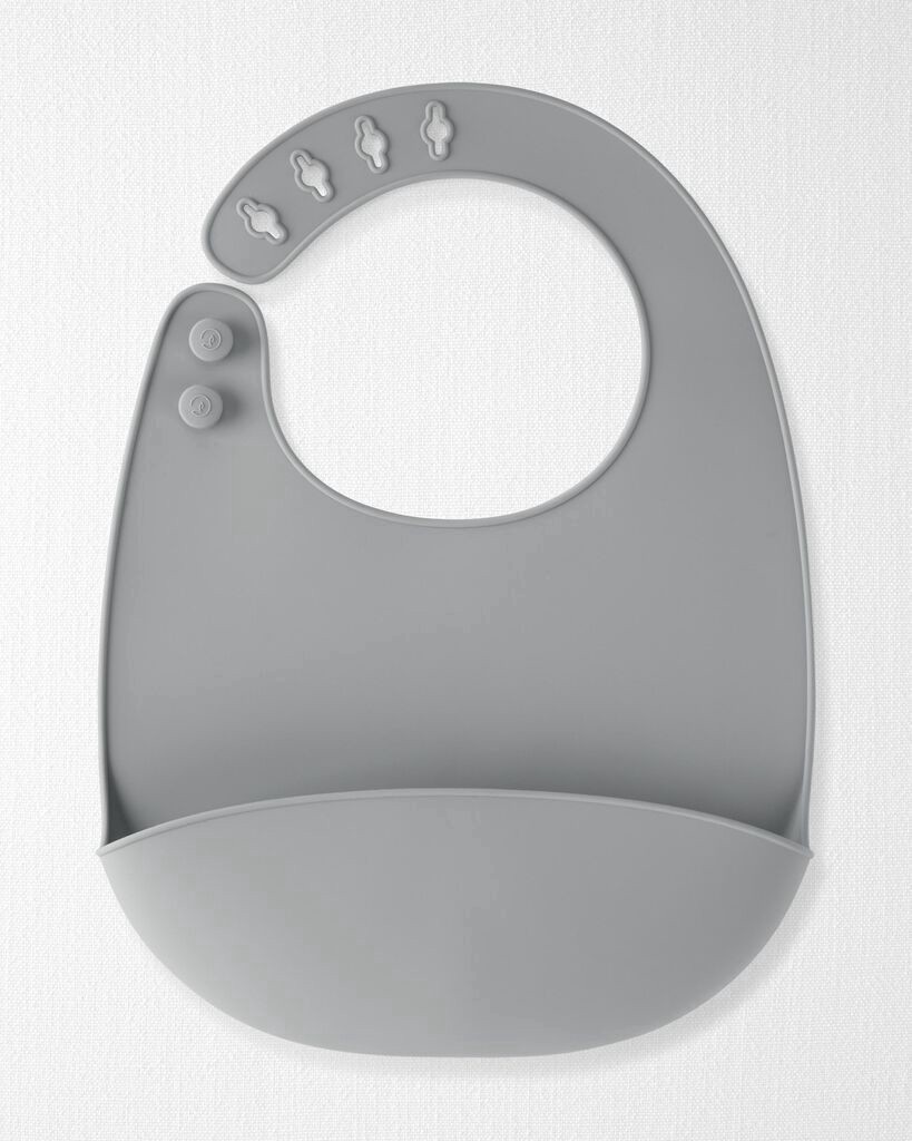 slide 2 of 4, Littleplanet Skiphop 2-Pack Silicone Bibs Grey/Blue NS, 1 ct