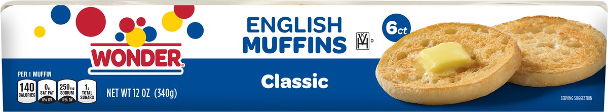 slide 8 of 13, Wonder Bread Classic English Muffins, 6 Count, 12 oz