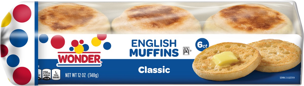 slide 9 of 13, Wonder Bread Classic English Muffins, 6 Count, 12 oz