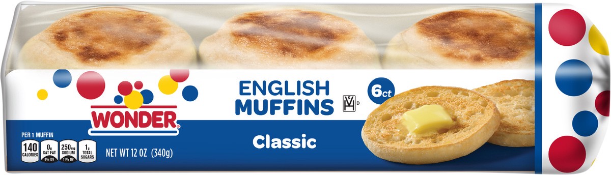 slide 13 of 13, Wonder Bread Classic English Muffins, 6 Count, 12 oz