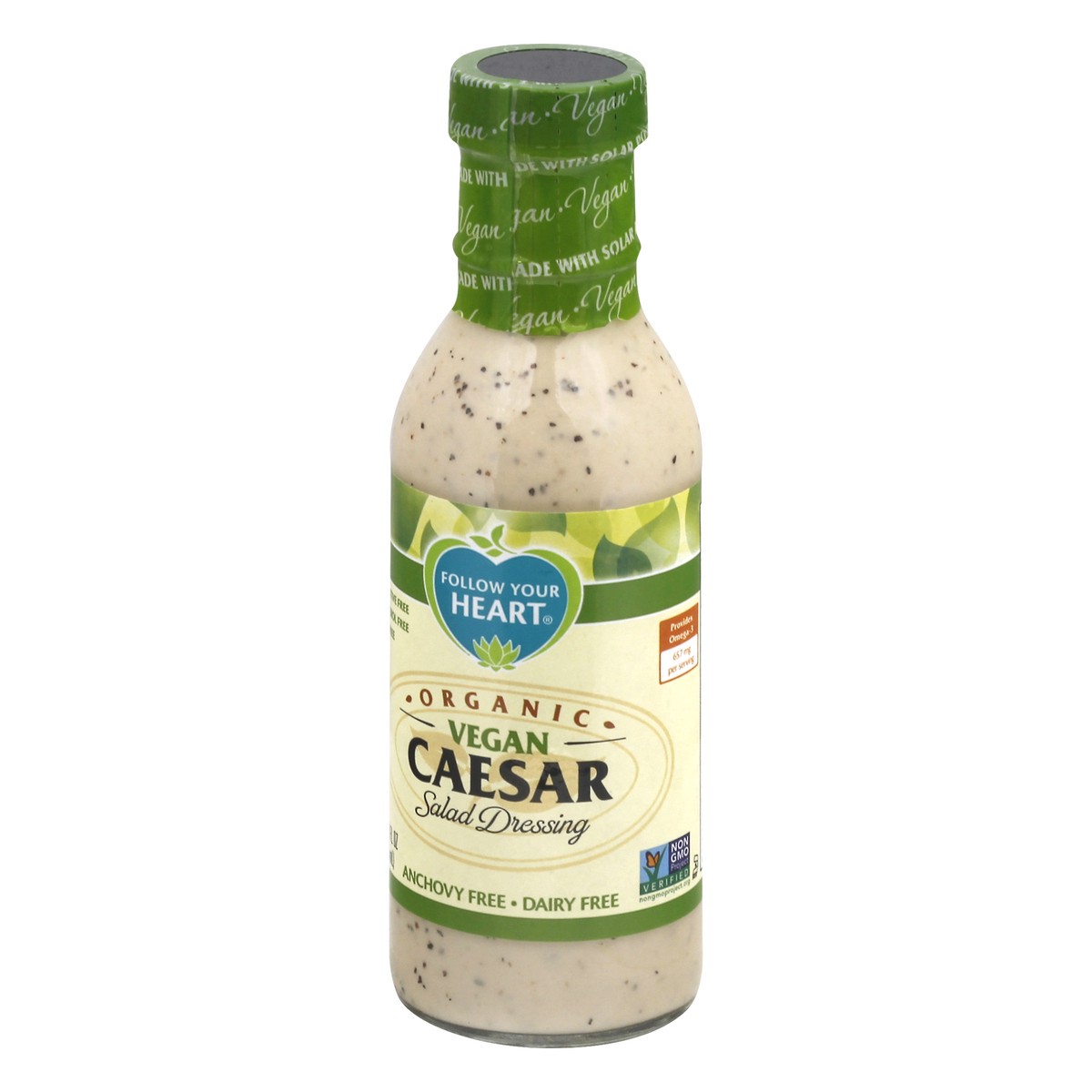 slide 6 of 11, Follow Your Heart Organic Vegan Caesar Dressing, Non-GMO, Dairy Free, Gluten Free, Creamy Salad Dressing with the Benefits of Organic Expeller-Pressed Canola Oil, 12 OZ Bottle, 12 fl oz