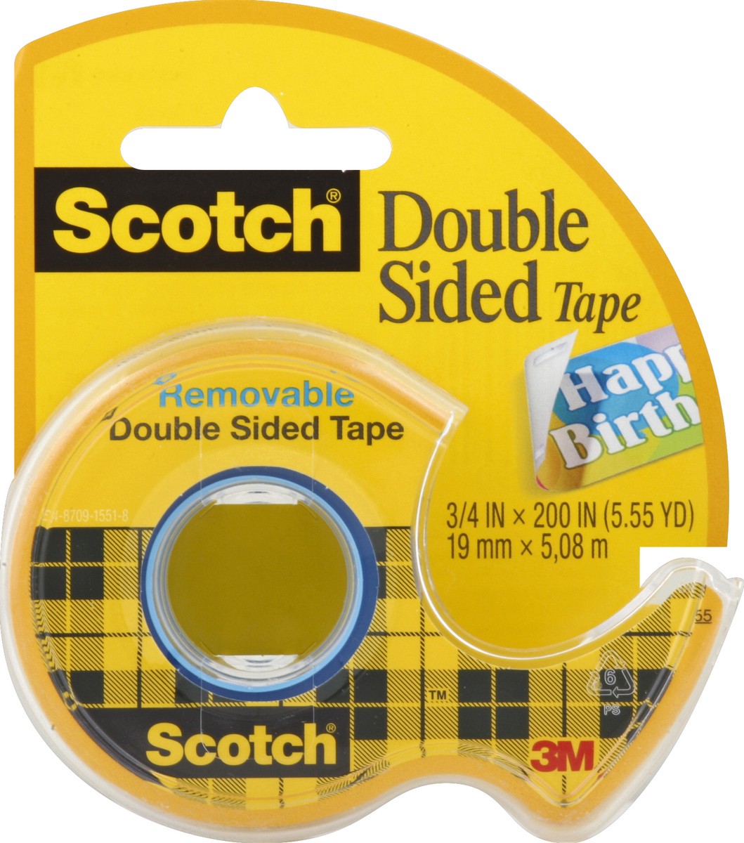 slide 3 of 3, Scotch Removable Doublesided Tape Clear, 0.75 in x 200 in