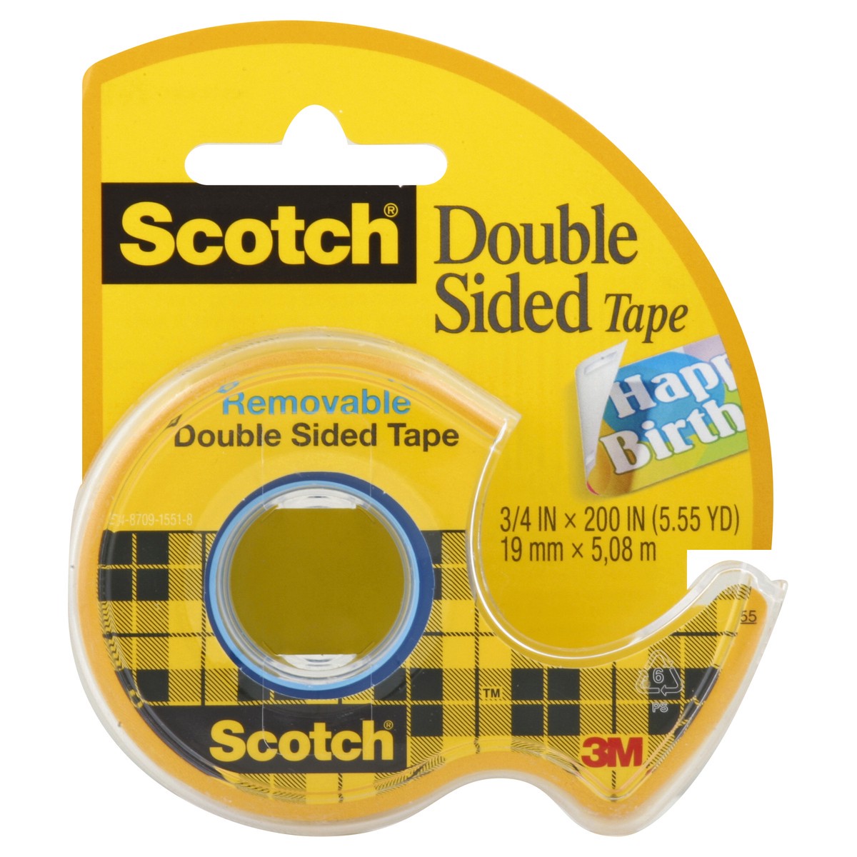 slide 2 of 3, Scotch Removable Doublesided Tape Clear, 0.75 in x 200 in