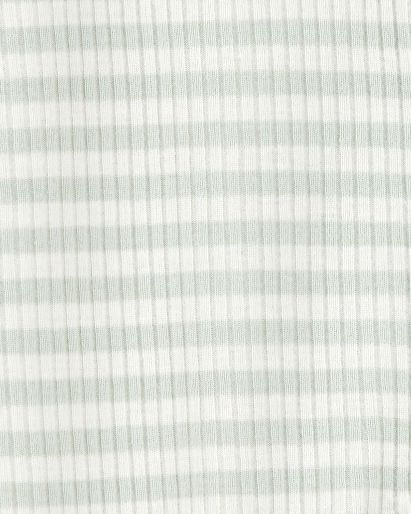 slide 2 of 3, Carter's Baby Striped 2-Way Zip Ribbed Sleep & Play Pajamas - Green/White Green/White NB, 1 ct