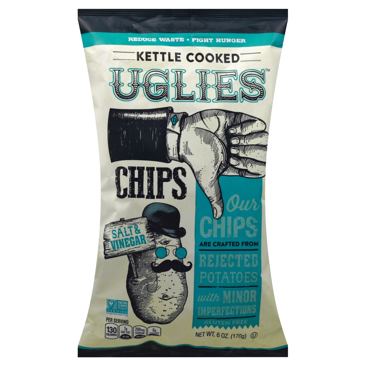 slide 1 of 1, Uglies® kettle chips, salt & vinegar, 6 oz