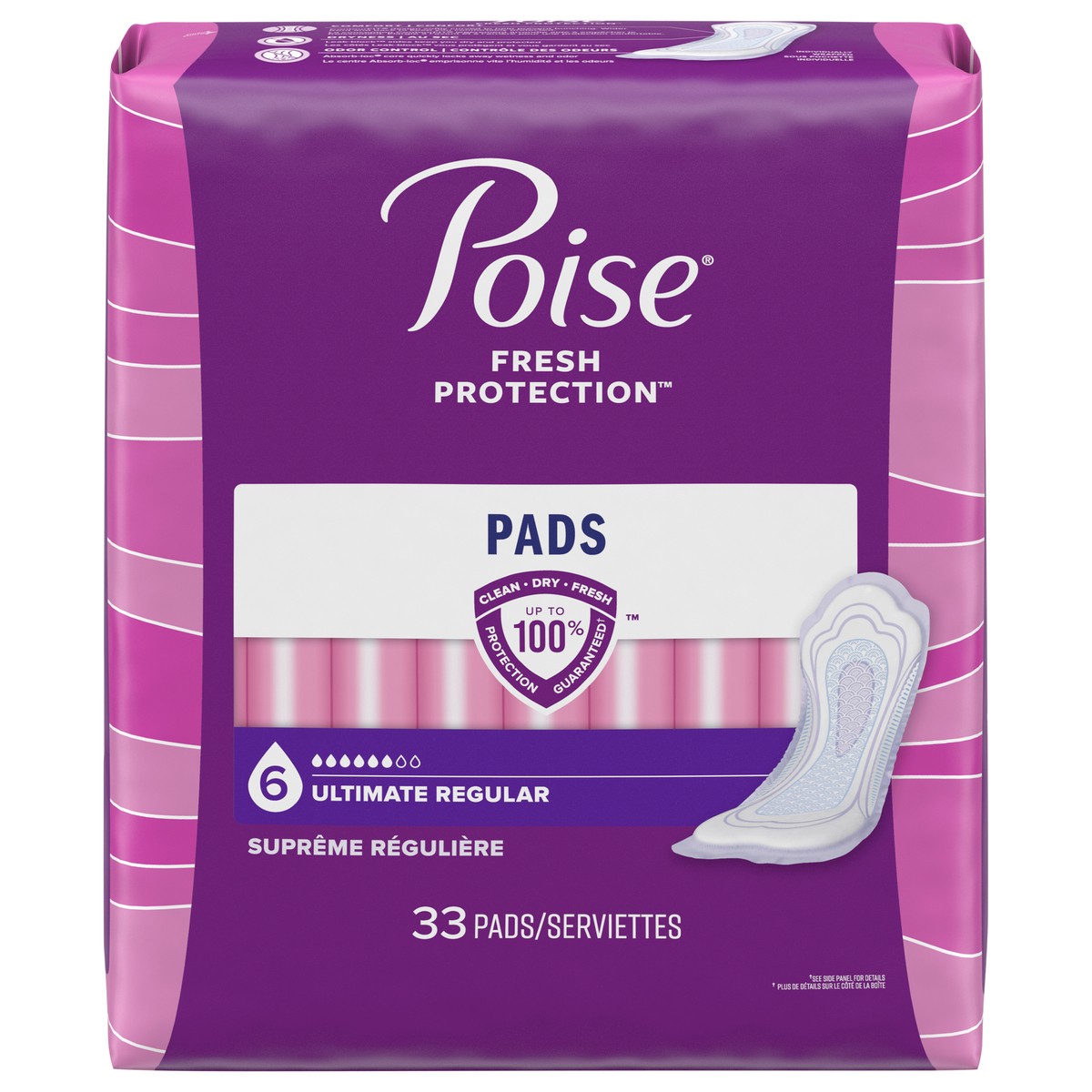 slide 1 of 3, Poise Original Design Postpartum Incontinence Pads for Women - Ultimate Absorbency - Regular - 33ct, 33 ct