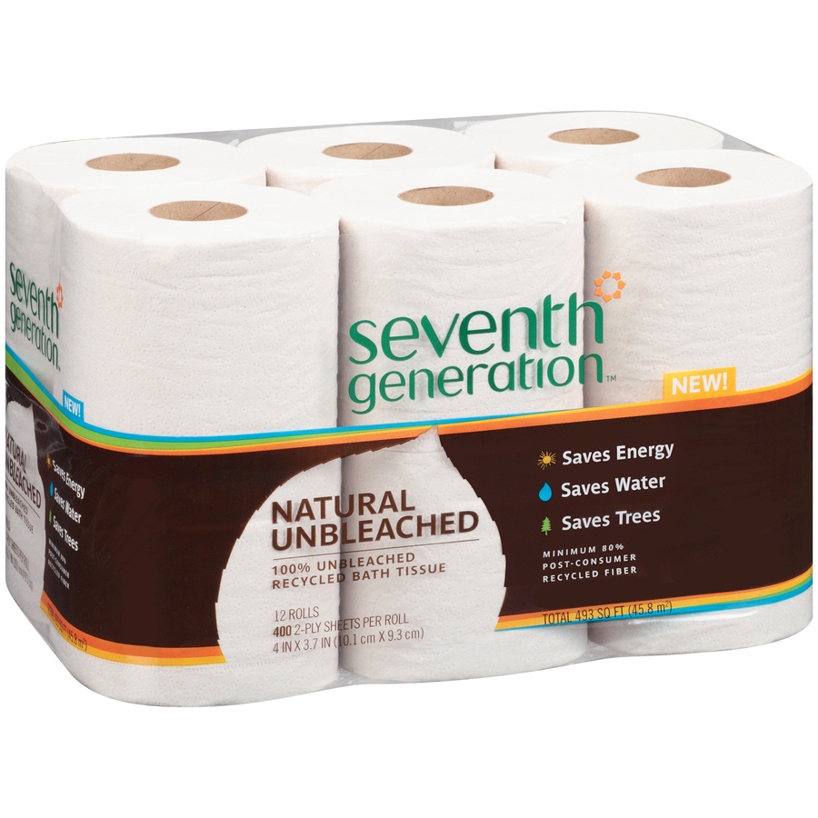 slide 2 of 3, Seventh Generation Bath Tissue Unbleached Recycled 2ply Sheet 400ct, 12 ct