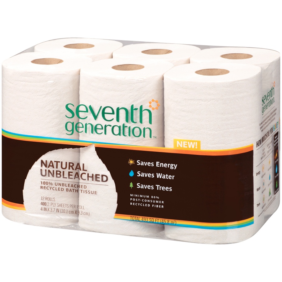 slide 3 of 3, Seventh Generation Bath Tissue Unbleached Recycled 2ply Sheet 400ct, 12 ct